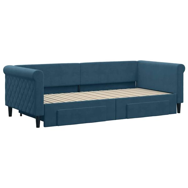 vidaXL Sof&aacute;-cama com gavet&atilde;o e gavetas 90x200 cm veludo azul