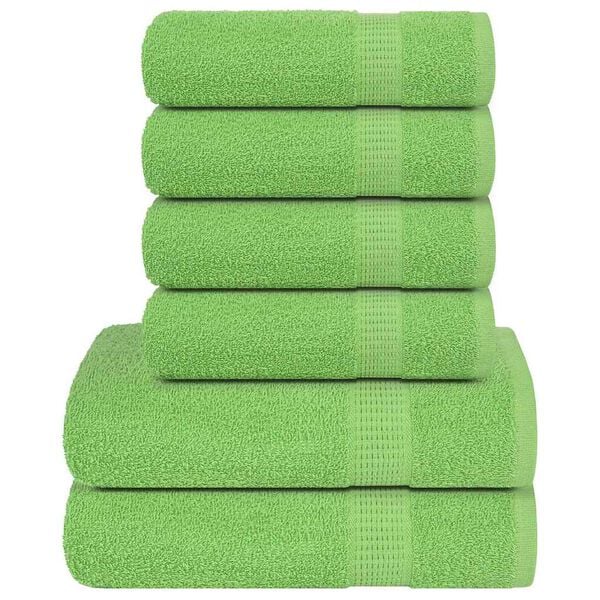 vidaXL 6pcs Conjunto de toalhas FROGN 100% algodão verde maça