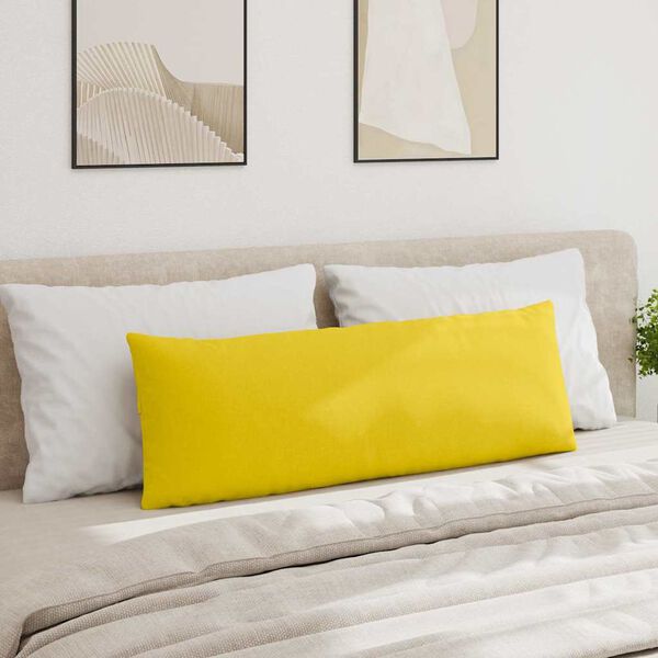 vidaXL Travesseiros de Sof&aacute; 2 pcs Amarelo Claro 120 x 40 cm tecido