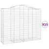 vidaXL Cestos gabi&atilde;o arqueados 15 pcs 200x50x160/180 ferro galvanizado