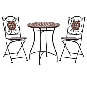 vidaXL 3 pcs conjunto bistro em mosaico azulejos de cer&acirc;mica terracota