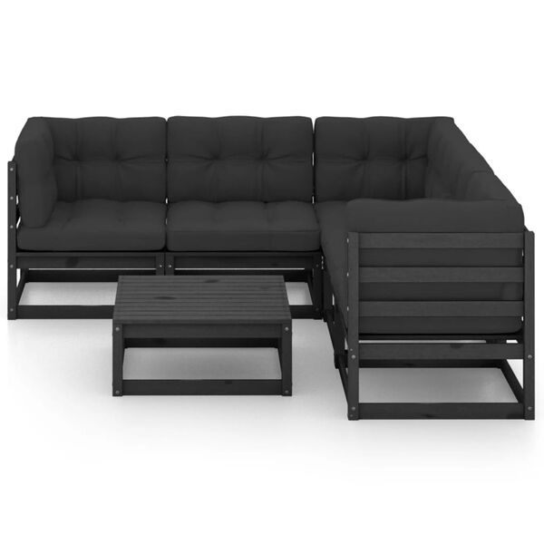vidaXL 6 pcs conjunto lounge de jardim c/ almofad&otilde;es pinho maci&ccedil;o