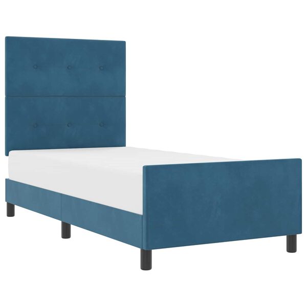 vidaXL Cama Box com cabeceira Azul Escuro 90 x 200 cm Veludo