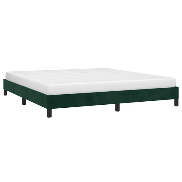 vidaXL Estrutura de cama sem colch&atilde;o 160x200 cm veludo verde-escuro