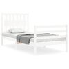 vidaXL Estrutura cama de solteiro c/ cabeceira madeira maci&ccedil;a branco
