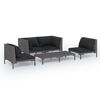 vidaXL 5 pcs conj. lounge jardim c/ almofad&otilde;es vime PE cinza-escuro
