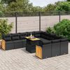 vidaXL 11 pcs conjunto sof&aacute;s de jardim c/ almofad&otilde;es vime PE preto