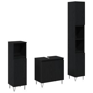 vidaXL Conjunto de M&oacute;veis para Banheiro com porta 3 pcs Carvalho Preto