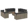 vidaXL 13 pcs conjunto sof&aacute;s p/ jardim c/ almofad&otilde;es vime PE cinzento