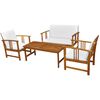 vidaXL 4 pcs conjunto lounge de jardim c/ almofad&otilde;es ac&aacute;cia maci&ccedil;a