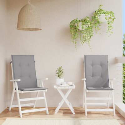 vidaXL Almofadões para cadeiras altas de jardim 2 pcs tecido cinzento