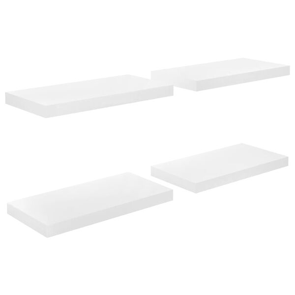 vidaXL Prateleiras de parede suspensas 4 pcs 50x23x3,8cm MDF branco