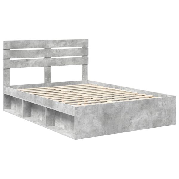 vidaXL Estrutura da Cama com cabeceira Cinza Concreto 150 x 200 cm