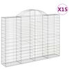 vidaXL Cestos gabi&atilde;o arqueados 15 pcs 200x30x140/160 ferro galvanizado