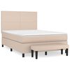 vidaXL Cama com molas/colch&atilde;o 140x190 cm couro artificial cappuccino