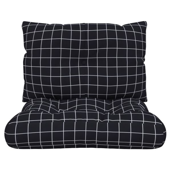 vidaXL Almofad&otilde;es p/ paletes 2 pcs tecido oxford padr&atilde;o xadrez preto