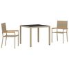 vidaXL Conjunto de Jantar para Jardim 3 unid. Bege vime PE