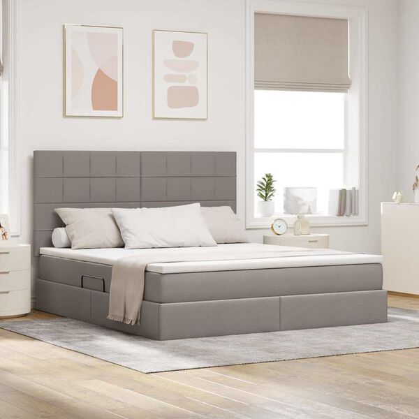 vidaXL Cama com arruma&ccedil;&atilde;o e colch&atilde;o Cinzento-acastanhado 160 x 200 cm