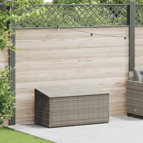 vidaXL Caixa de armazenamento para jardim cinza 110x50x58 cm vime sint&eacute;tico