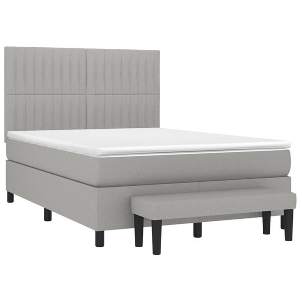 vidaXL Cama com molas/colch&atilde;o 140x190 cm tecido cinzento-claro