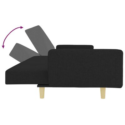 vidaXL Sofá-cama de 2 lugares com apoio de pés tecido preto