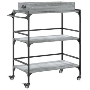 vidaXL Carrinho cozinha 81,5x41x92,5 cm derivados madeira cinza sonoma