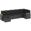 vidaXL 7 pcs conjunto de sof&aacute;s p/ jardim c/ almofad&otilde;es vime PE preto