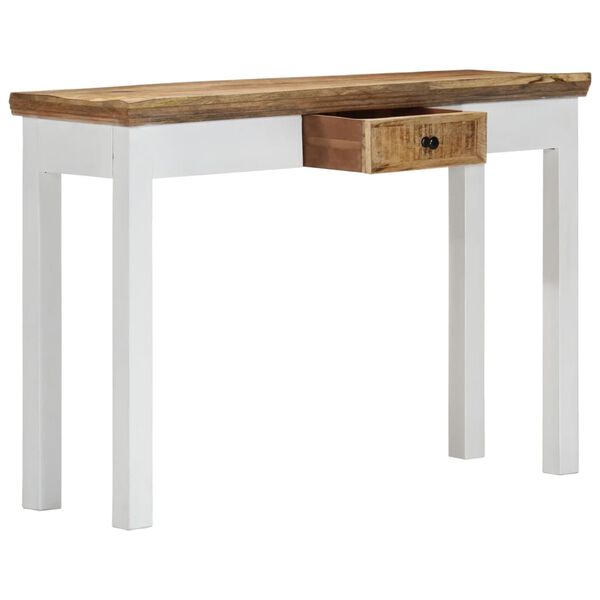 vidaXL Mesa consola 110x35x75 cm mangueira maci&ccedil;a branco e castanho