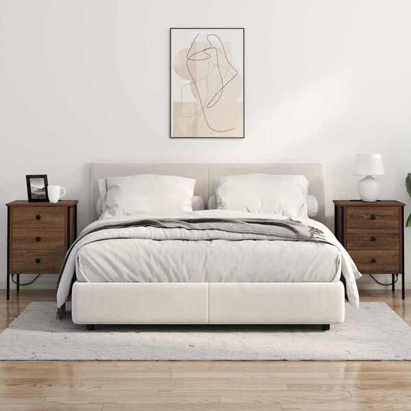 vidaXL Arm&aacute;rio de Cabeceira com gaveta Carvalho Marrom 42 x 41 x 61 cm