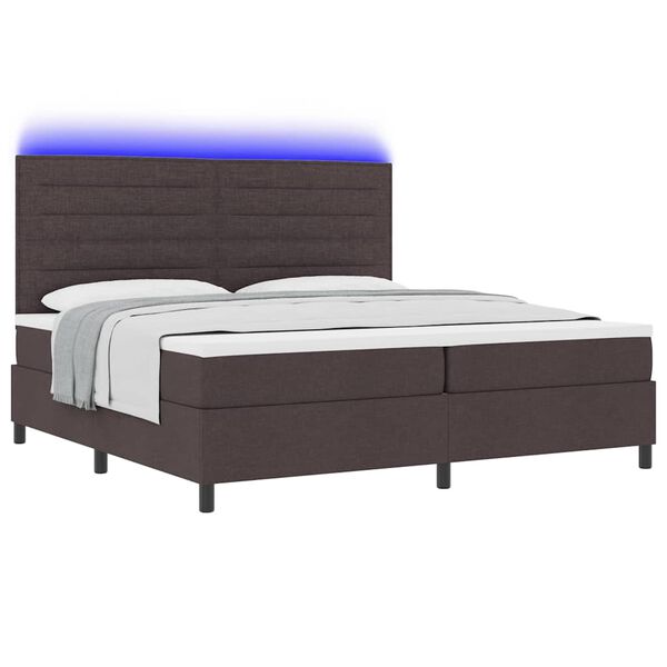 vidaXL Cama Box com colch&atilde;o Castanho escuro 200 x 200 cm tecido