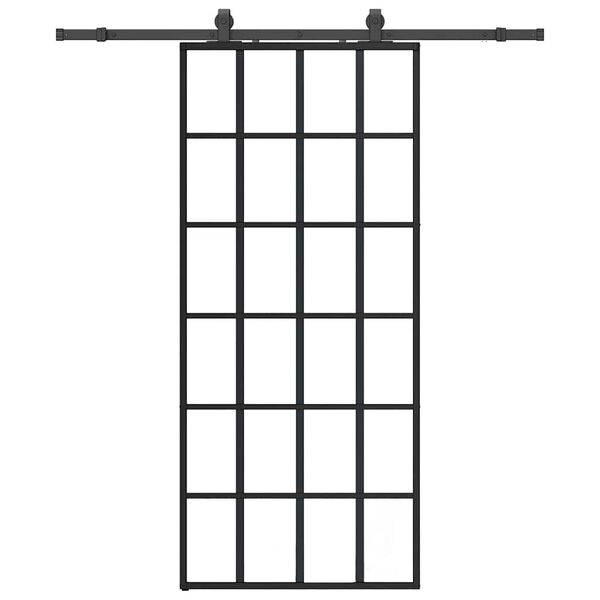 vidaXL Porta deslizante c/ conj. ferragens 90x205cm vidro ESG preto