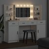 vidaXL Conjunto de Mesa de Maquiagem com LED com gaveta 3 pcs Branco