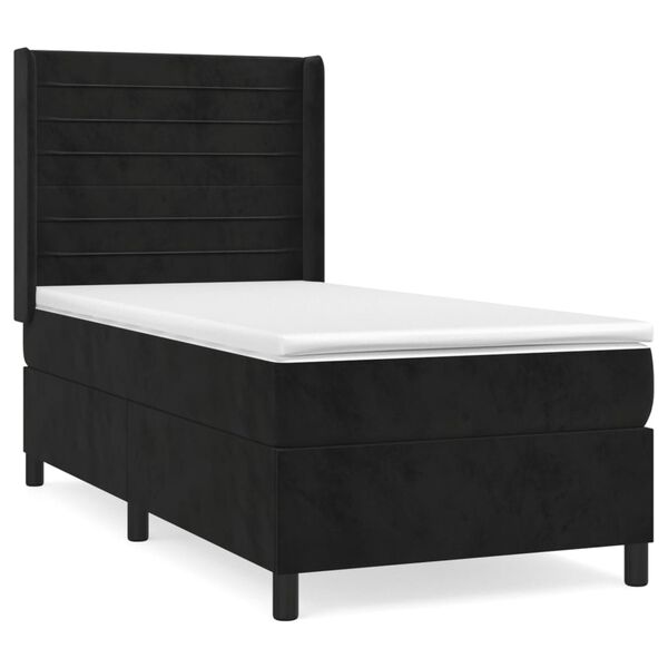 vidaXL Cama com molas/colch&atilde;o 90x190 cm veludo preto