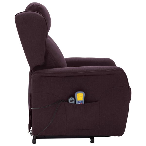 vidaXL Poltrona elevatória de massagens tecido roxo