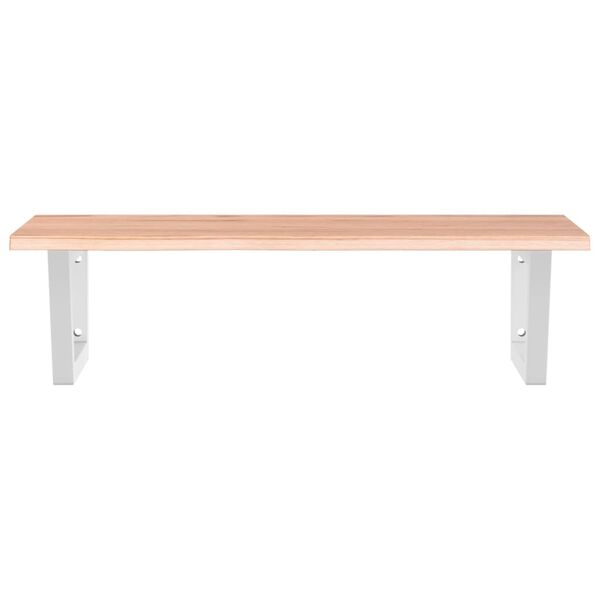 vidaXL Prateleira de parede p/ lavat&oacute;rio a&ccedil;o/madeira carvalho maci&ccedil;a