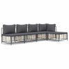 vidaXL 5 pcs conjunto lounge de jardim c/ almofad&otilde;es vime PE antracite