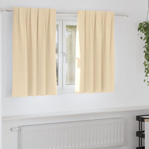 vidaXL Cortinas Blackout com Argolas 2 pcs Creme 140 x 140 cm