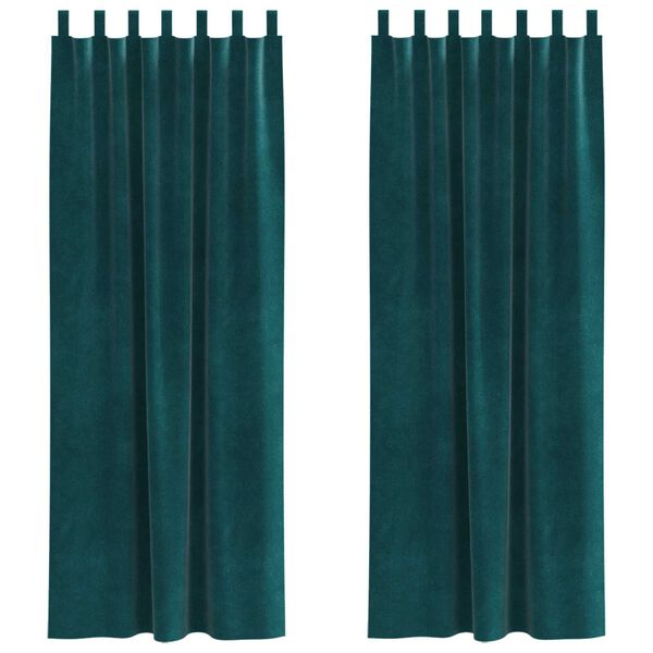 vidaXL Cortinas opacas 2 pcs Verde Escuro 140 x 225 cm Veludo