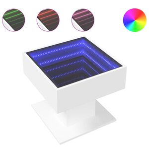 vidaXL Mesa de centro c/ LEDs 50x50x45cm derivados de madeira branco