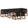 vidaXL Conjunto de Sof&aacute;s para Exterior 9 pcs Natural e Preto