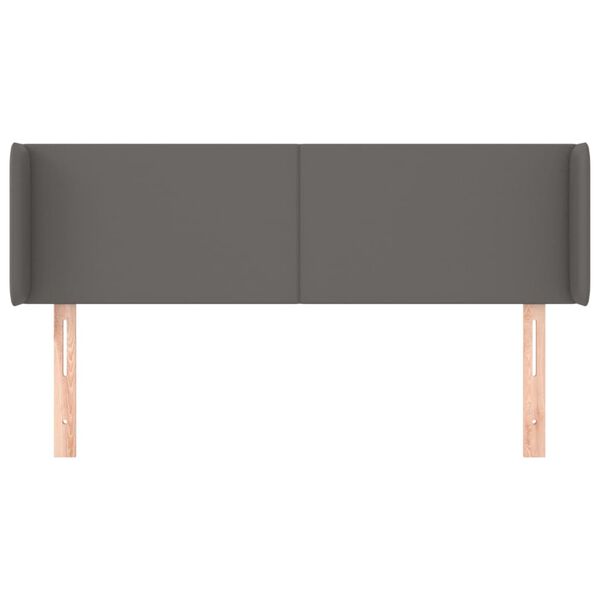 vidaXL Cabeceira de cama c/ abas couro artificial 147x16x78/88cm cinza