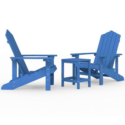 vidaXL Cadeiras de jardim Adirondack com mesa PEAD ciano