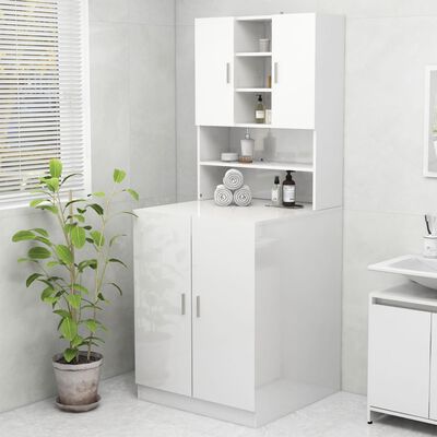 vidaXL Armário máquina de lavar 70,5x25,5x90 cm branco brilhante