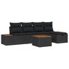 vidaXL Conjunto de Sof&aacute; de Jardim 6 pcs Preto Rattan Sint&eacute;tico