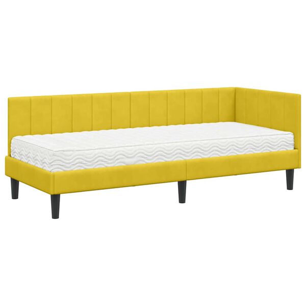vidaXL Estrutura de Cama de Canto com Colch&atilde;o 2 pcs Amarelo Veludo