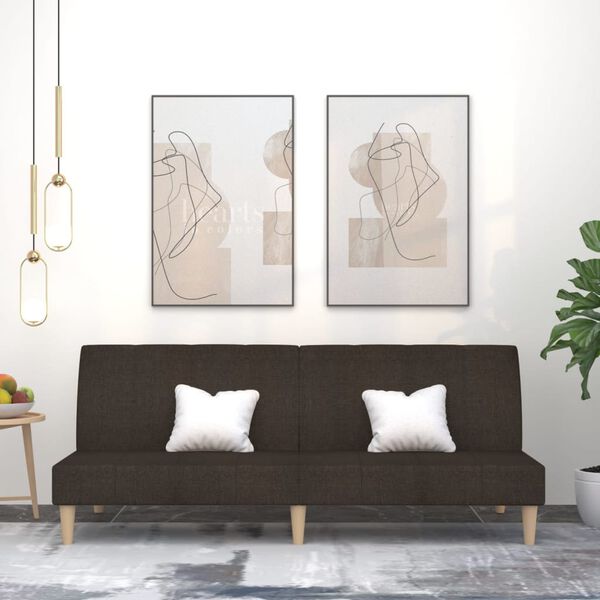 vidaXL Sof&aacute;-cama de 2 lugares tecido castanho-escuro