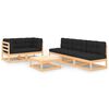vidaXL 6 pcs conjunto lounge de jardim c/ almofad&otilde;es pinho maci&ccedil;o