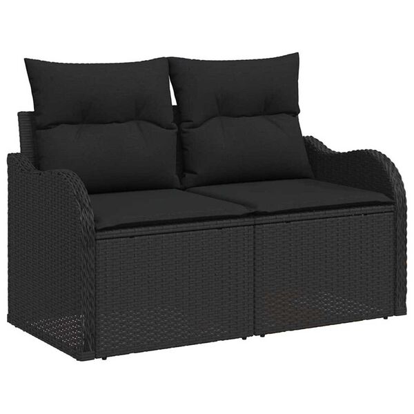 vidaXL Conjunto de Sof&aacute; de Jardim 9 pcs Preto Rattan Sint&eacute;tico
