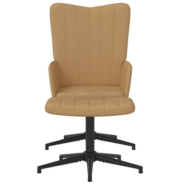 vidaXL Cadeira de descanso com banco veludo castanho