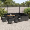 vidaXL Conjunto de Sof&aacute; de Jardim com almofada 13 pcs Preto vime PE